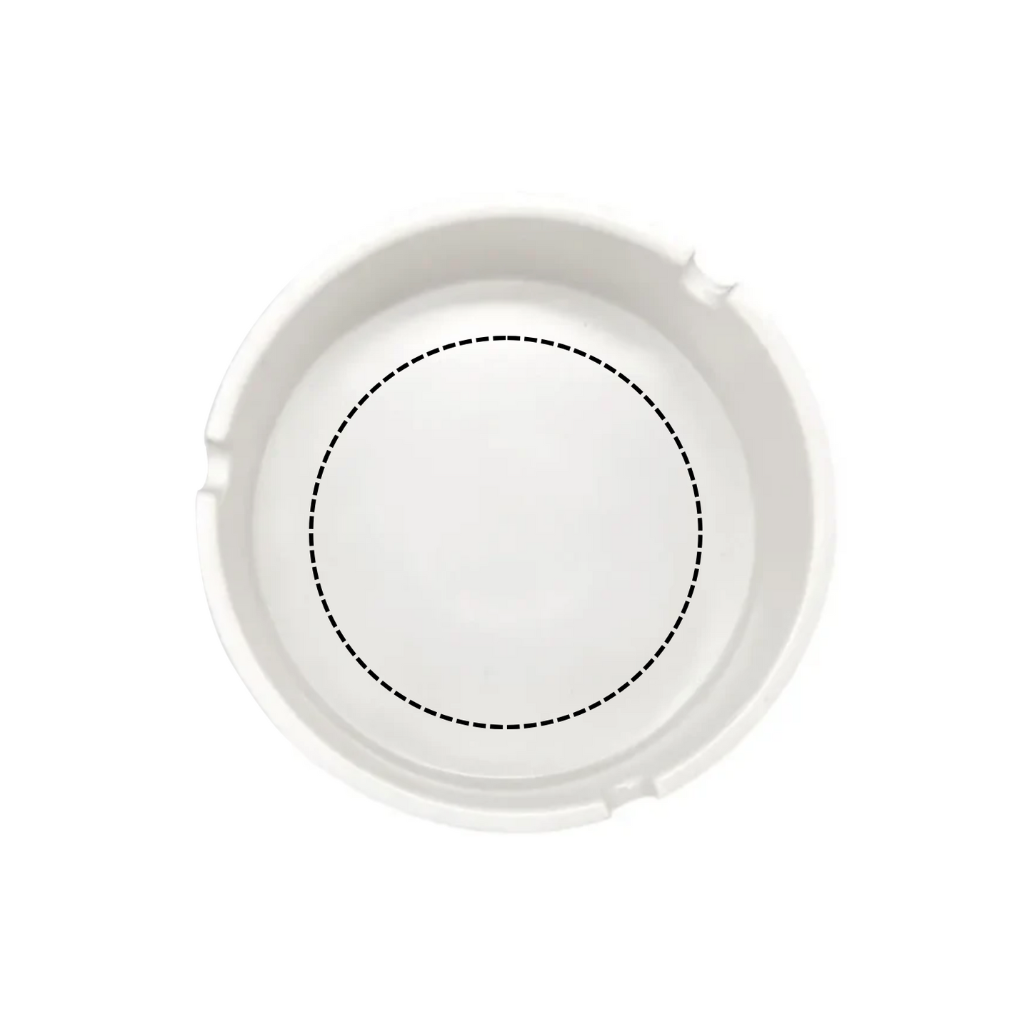 Top view template showing designated full color print area on ashtray