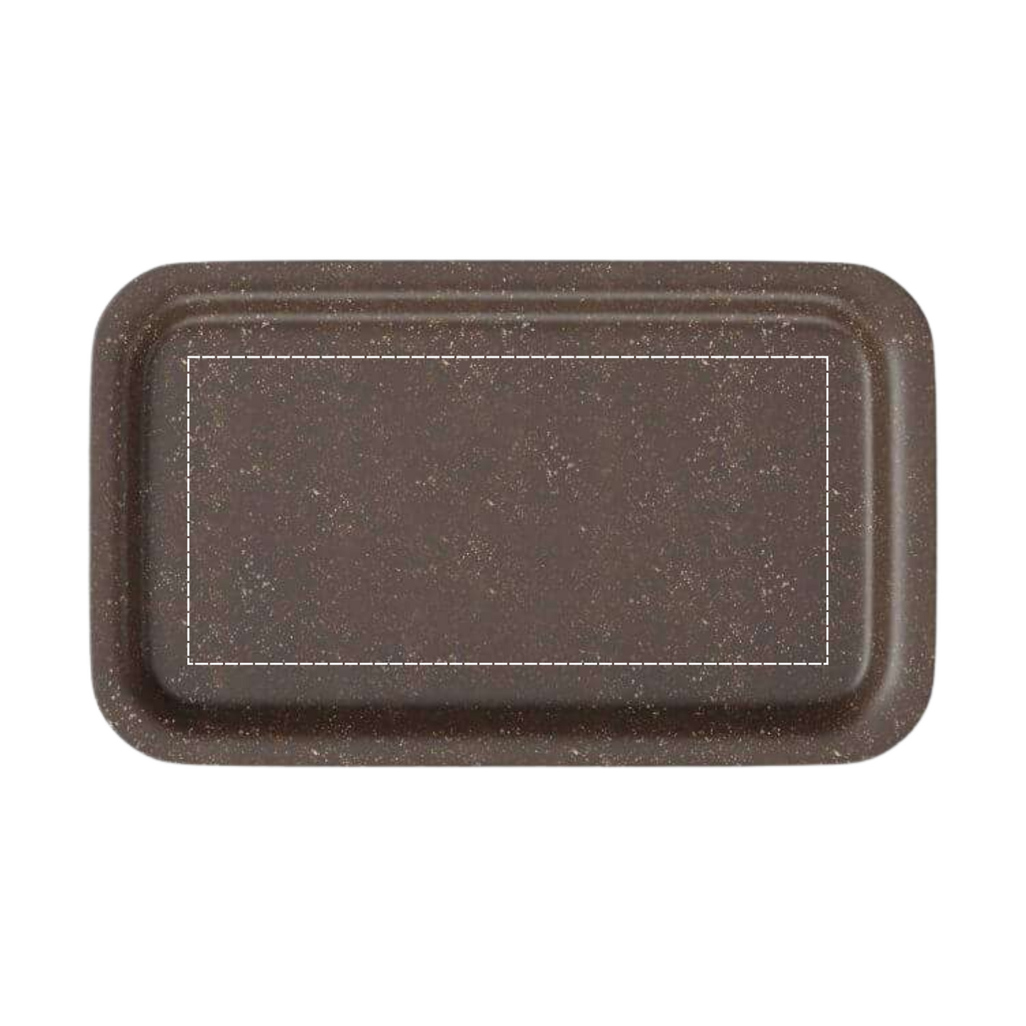 Brown biodegradable hemp rolling tray with printable design area highlighted