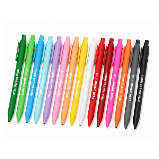 Custom logo pens available in multiple colors