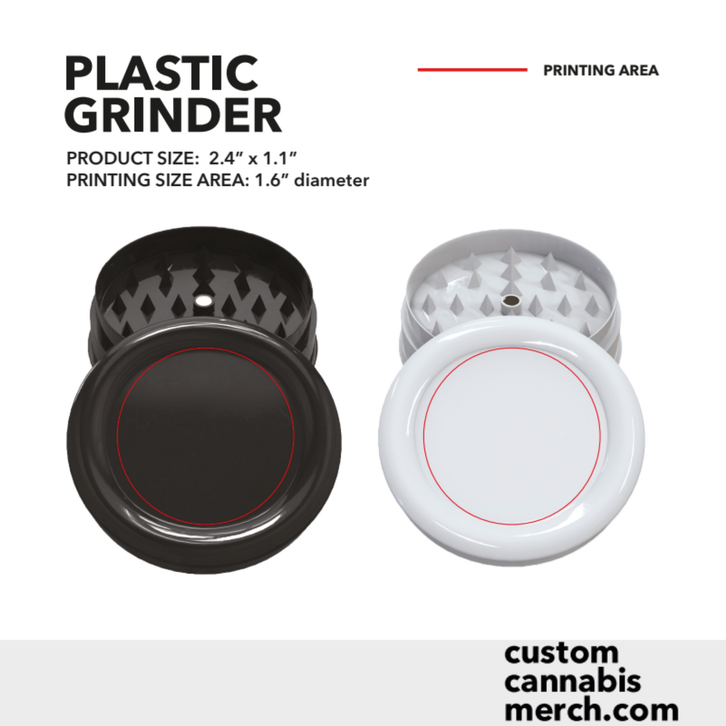 Custom plastic grinder dieline template for artwork submission