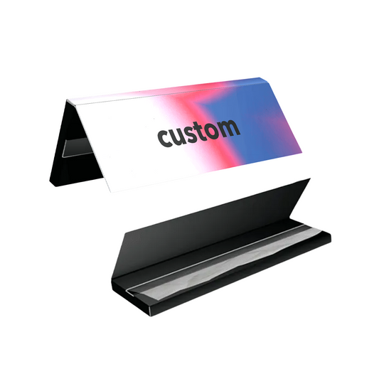 Custom printed rolling papers booklet with colorful gradient design on front and back