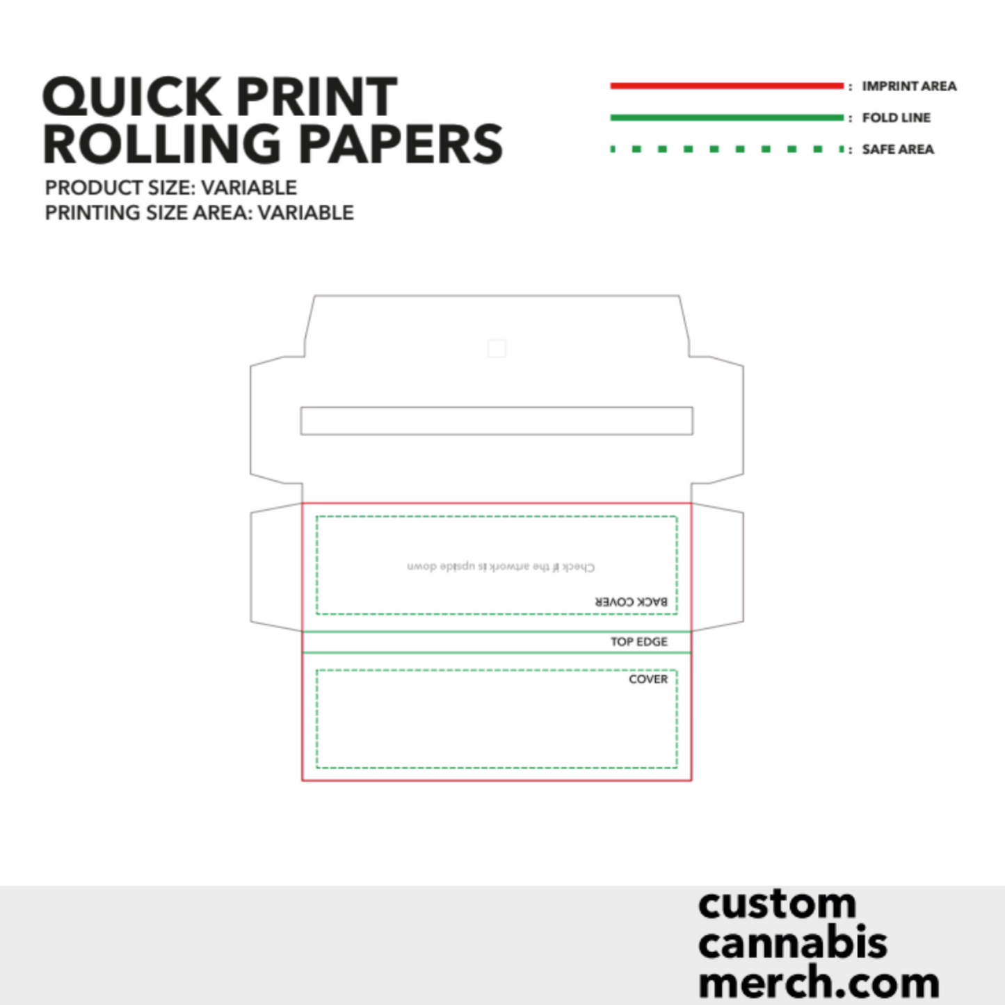 Custom rolling paper dieline template for front and back print setup