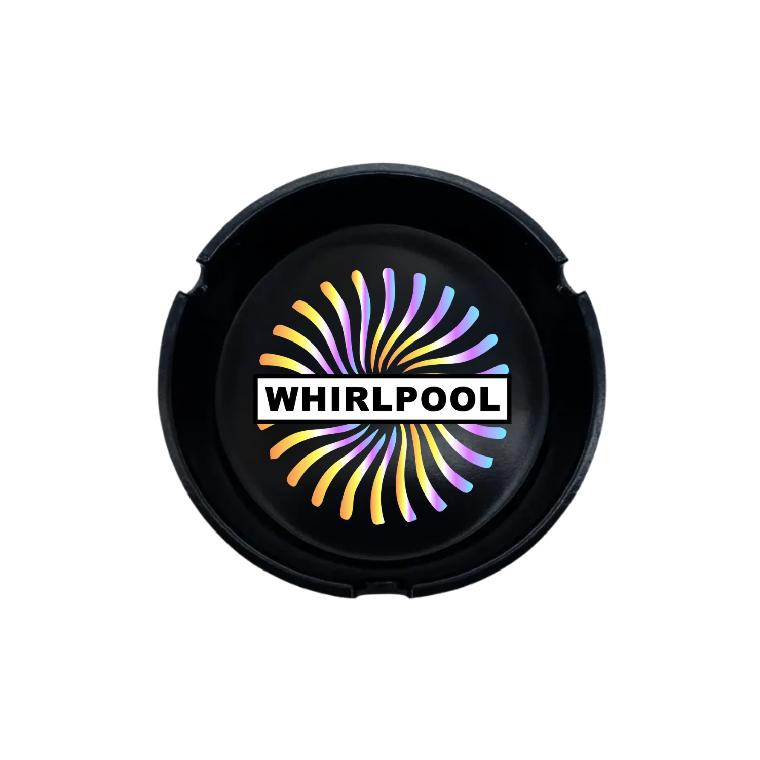 Round black ashtray with customized full color center logo print