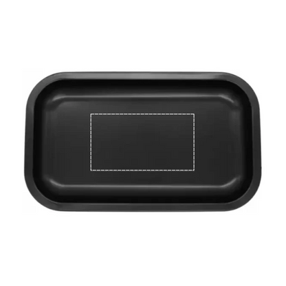 Medium black rolling tray showing custom print area for design layout