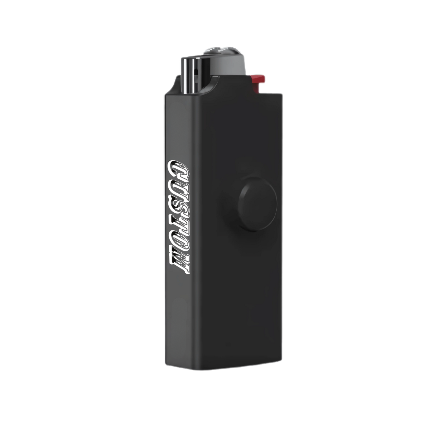 Custom black Puffspin lighter spinner with colorful vertical logo design