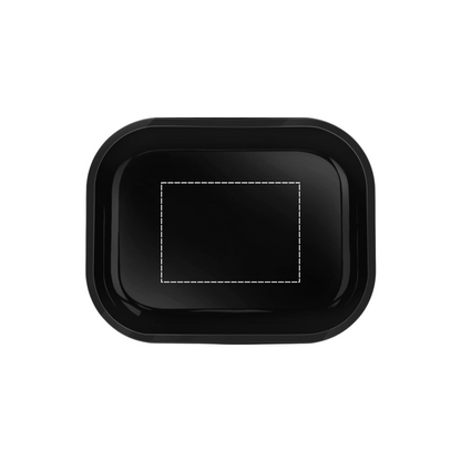 Black rolling tray showing print area outline for custom artwork placement