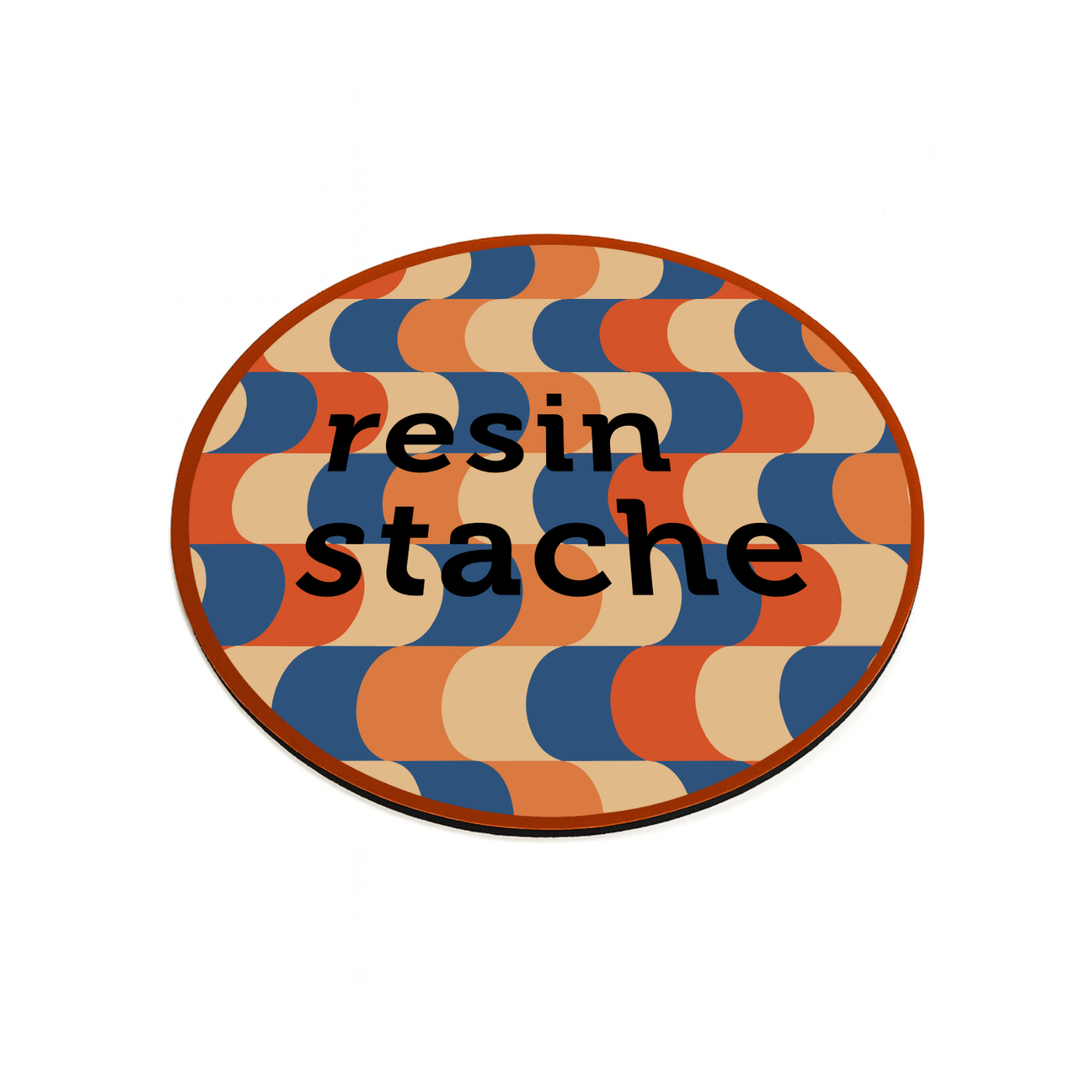 Round silicone dab mat with custom orange and blue checkerboard pattern for cannabis brand merchandising.
