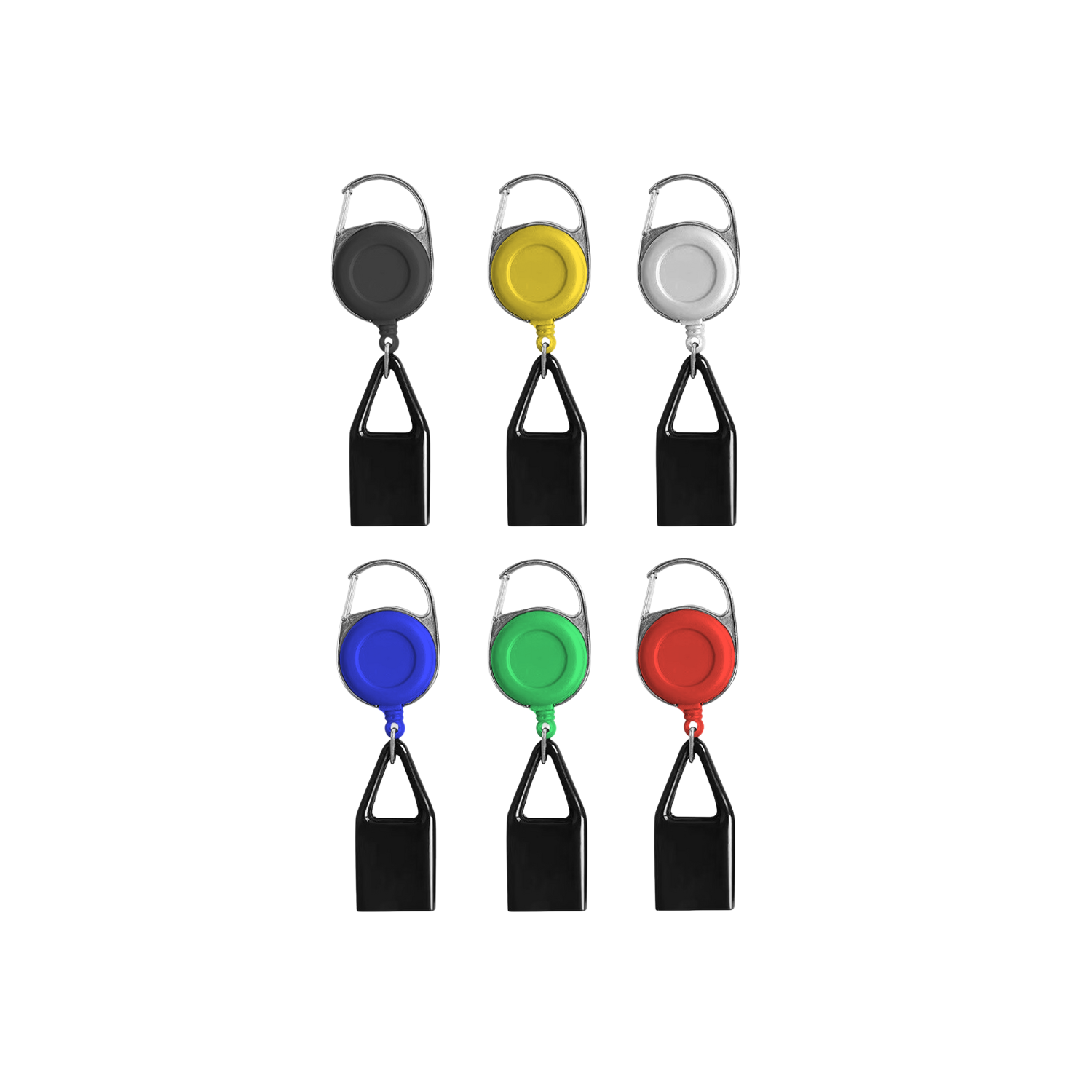 Multiple retractable lighter leashes shown in color grid with custom printed logos