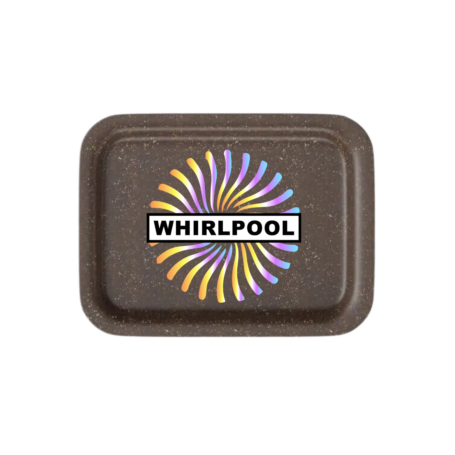 Brown eco-friendly hemp rolling tray with centered full-color branding