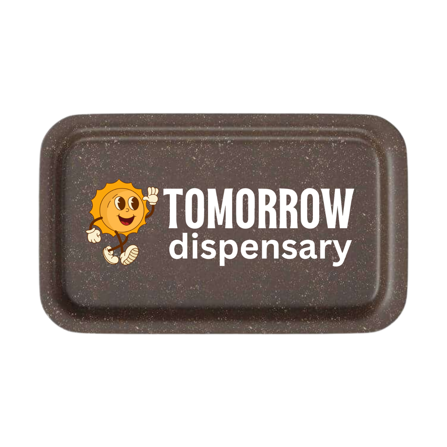 Brown hemp rolling tray with center-printed full-color brand design