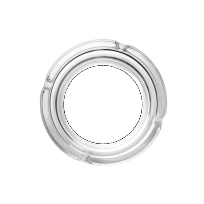 White glass ashtray showing printable area and design template for customization