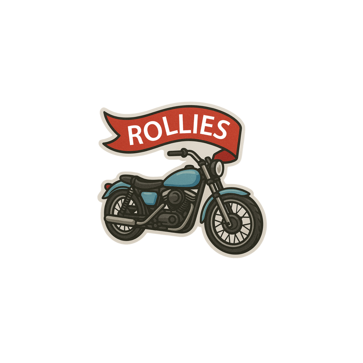 Custom 3 inch die-cut sticker of a motorcycle in a classic vintage style