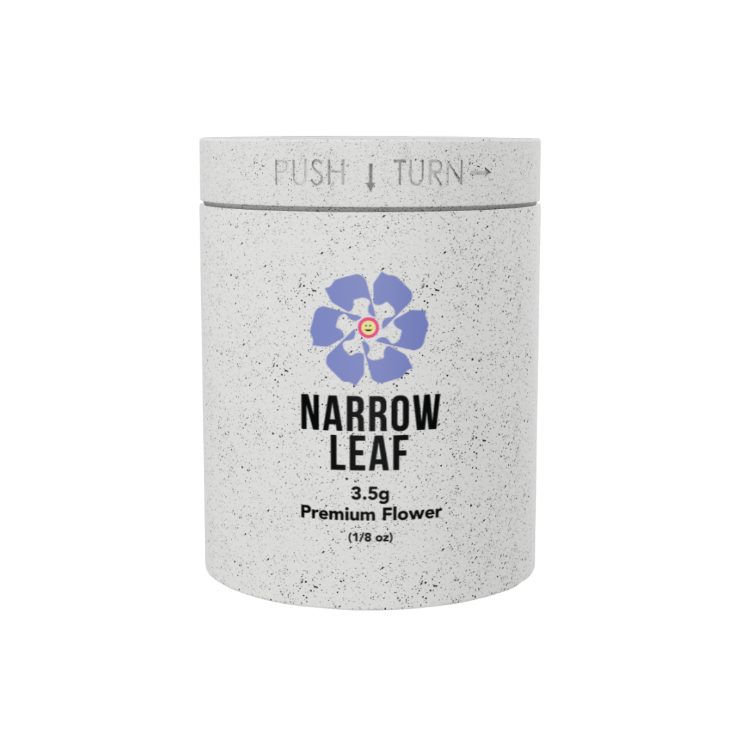 Custom 4 oz hemp jar with custom direct printed branding child-resistant lid. Front and top view
