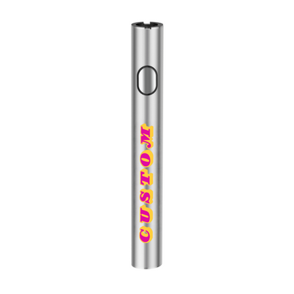 silver 510 vape pen with full color logo branding