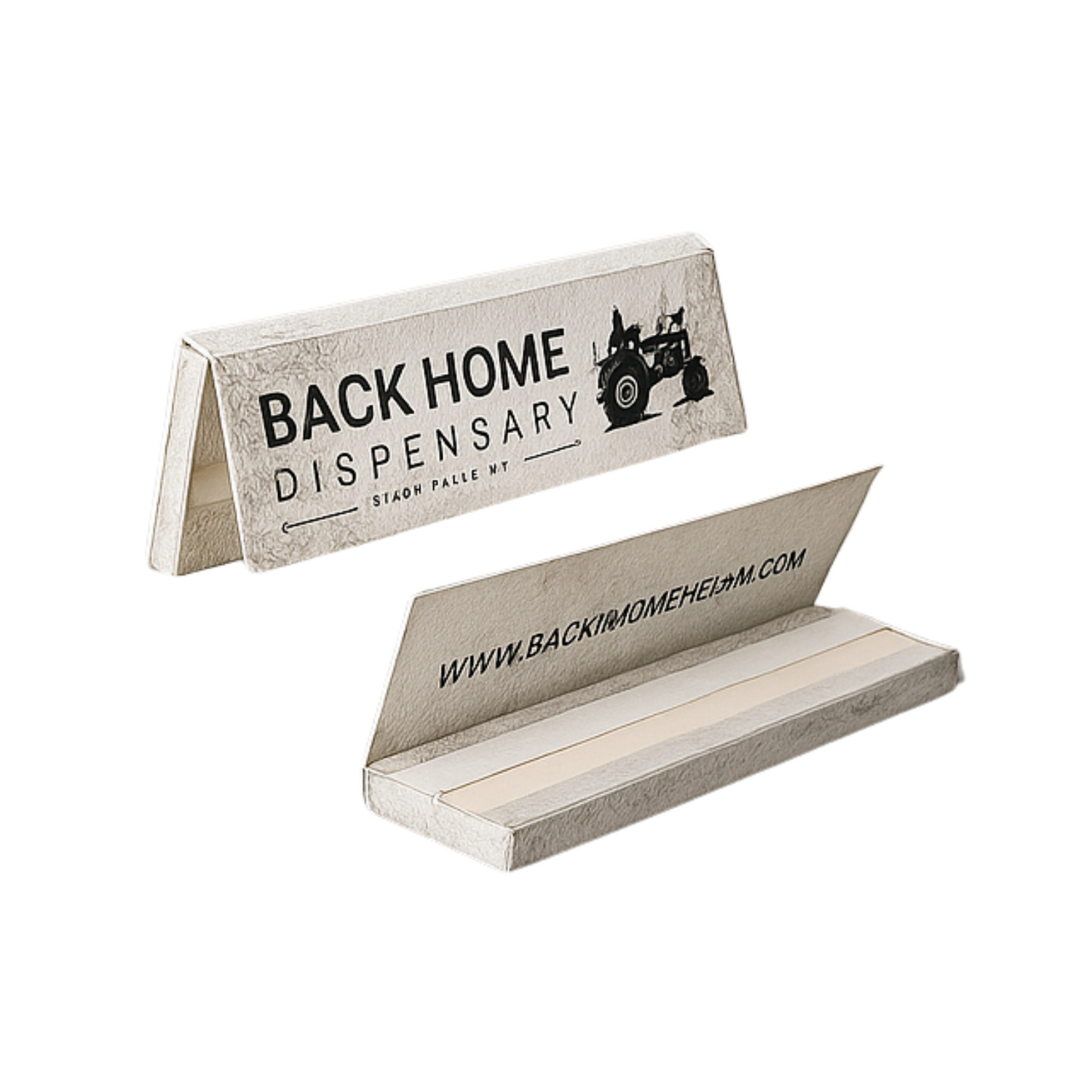 Multiple custom-printed 1 1/4 rolling paper box designs showcasing full-color packaging.