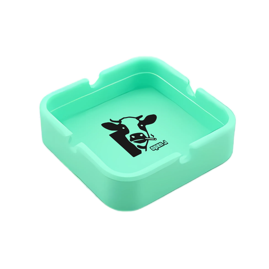 Green custom silicone ashtray with printed logo