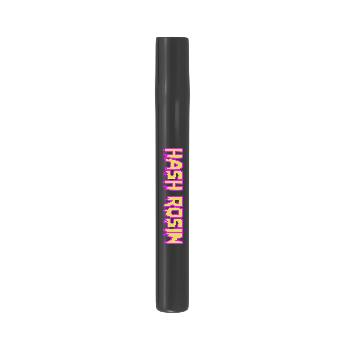 Custom black glass one-hitter chillum with brand logo