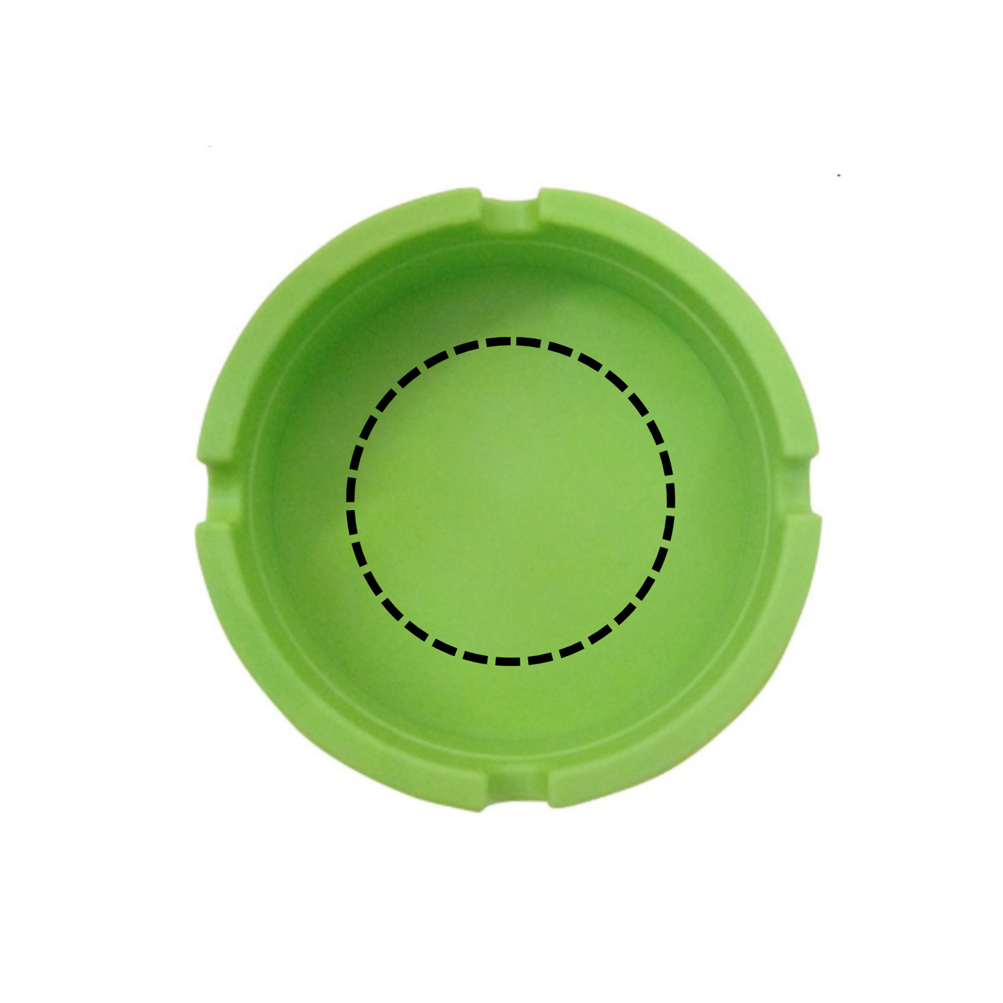 Custom silicone ashtray showing circular print area