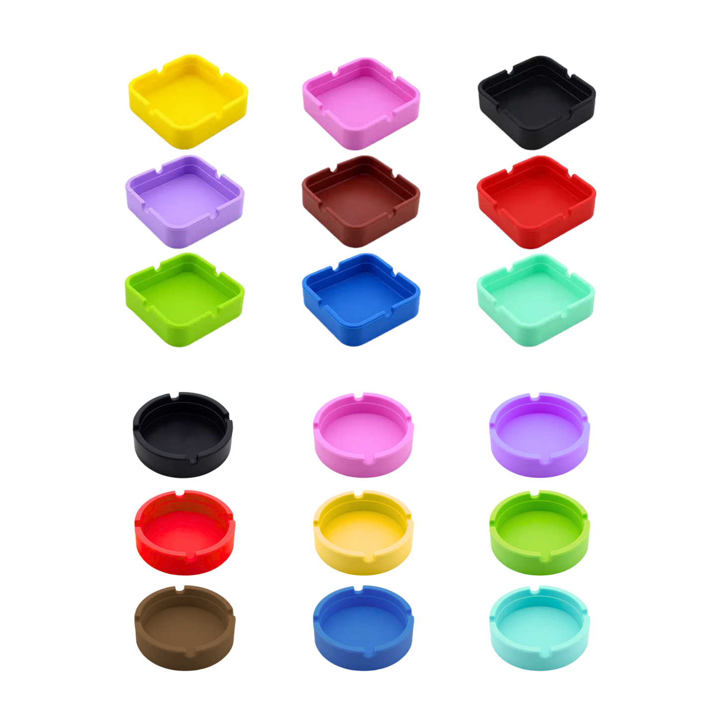 Custom silicone ashtrays in multiple colors