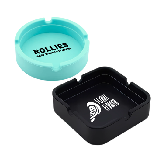 Custom silicone ashtrays with cannabis brand logo