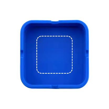 Custom silicone ashtray showing square print area