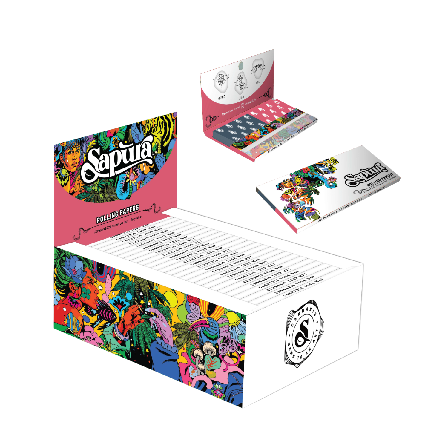 custom display boxes for 1 1/4 rolling papers with tips and full-color printed artwork