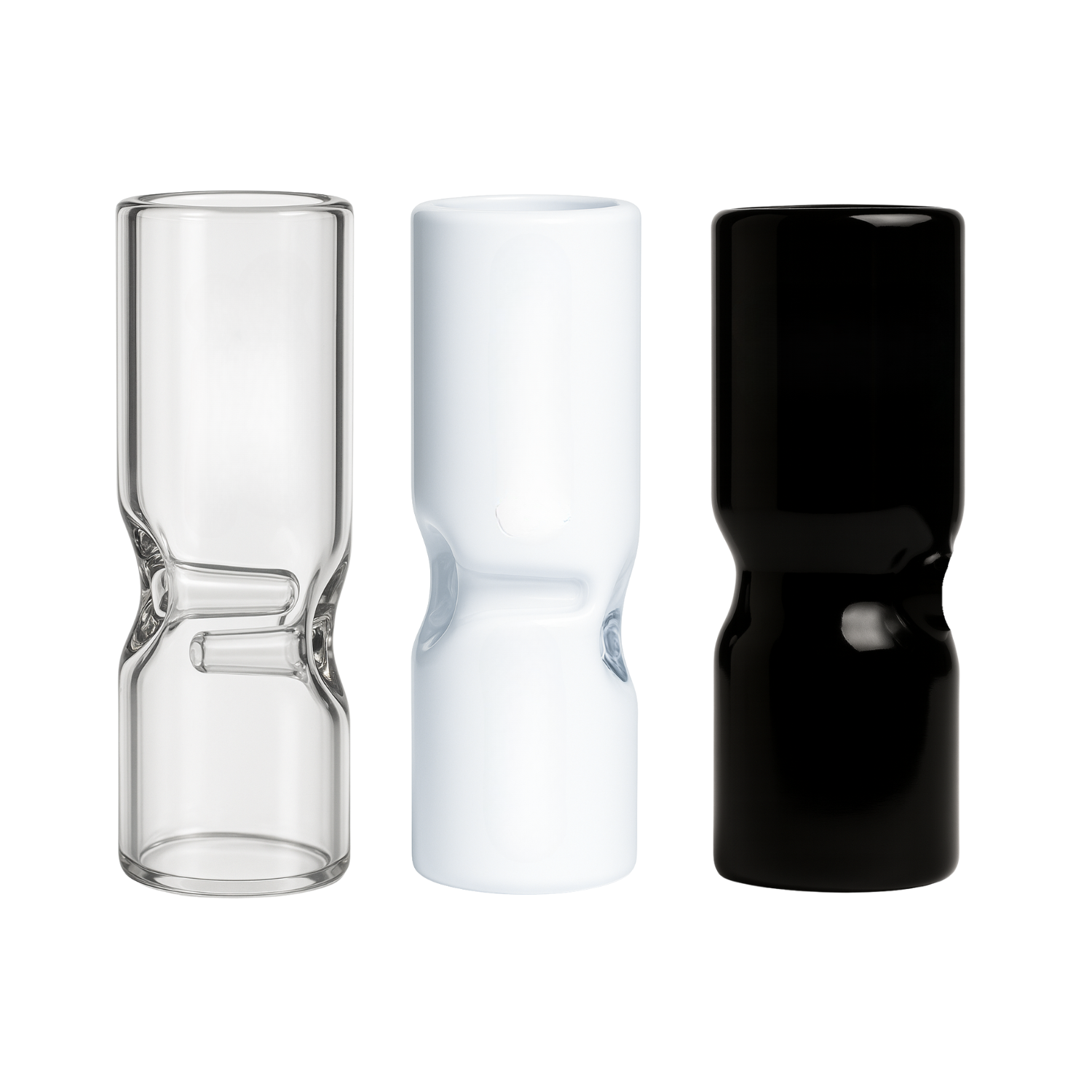 Clear and black and white round glass joint tips with customizable logo printing