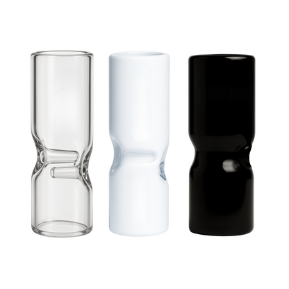 Clear and black and white round glass joint tips with customizable logo printing