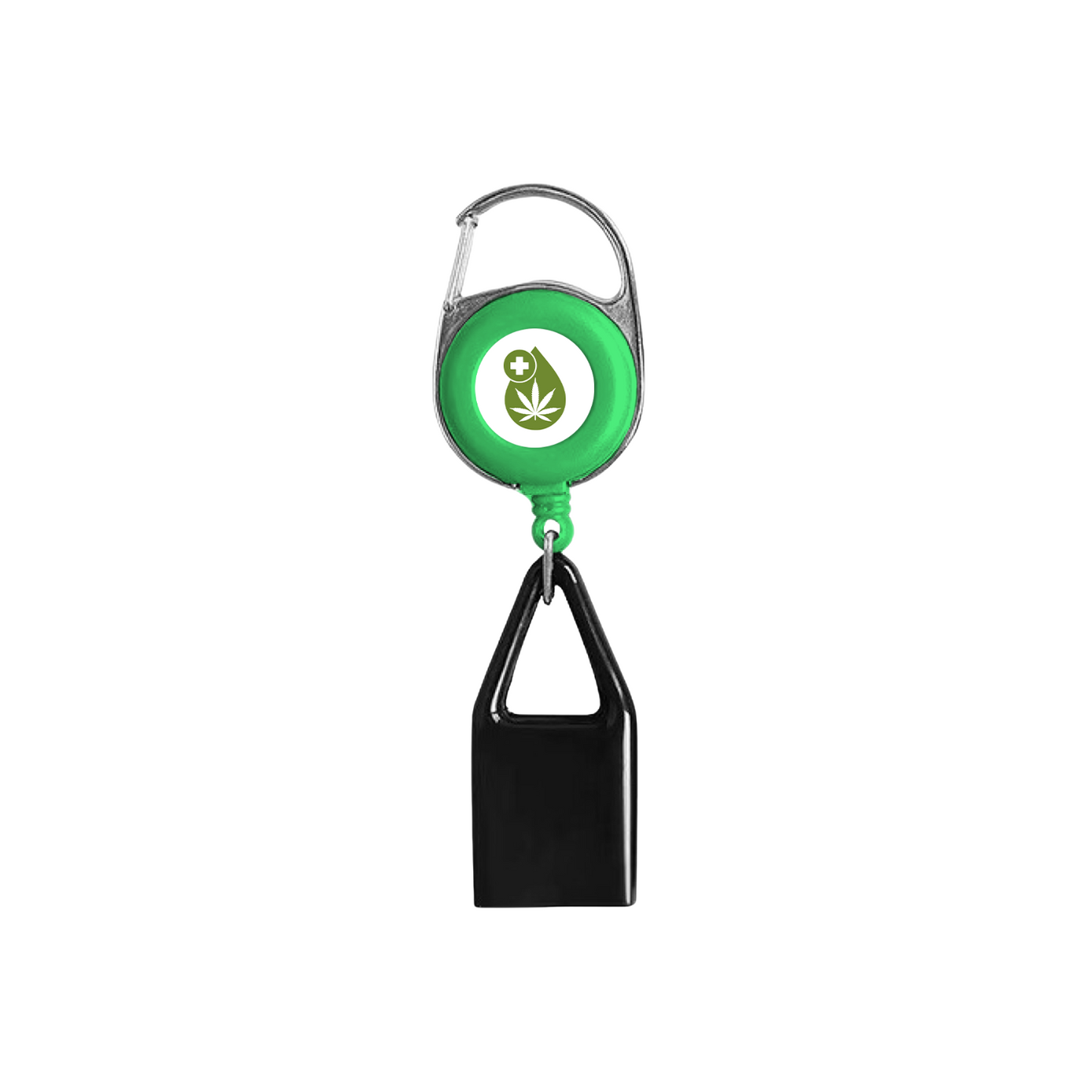 Green retractable lighter leash with full-color logo for Bic or MK Jet lighters