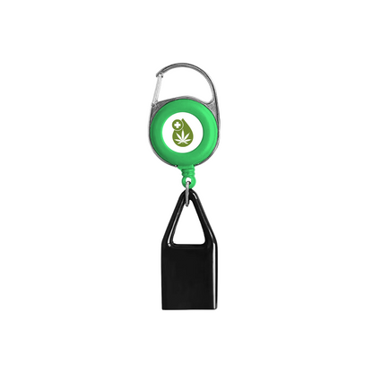 Green retractable lighter leash with full-color logo for Bic or MK Jet lighters