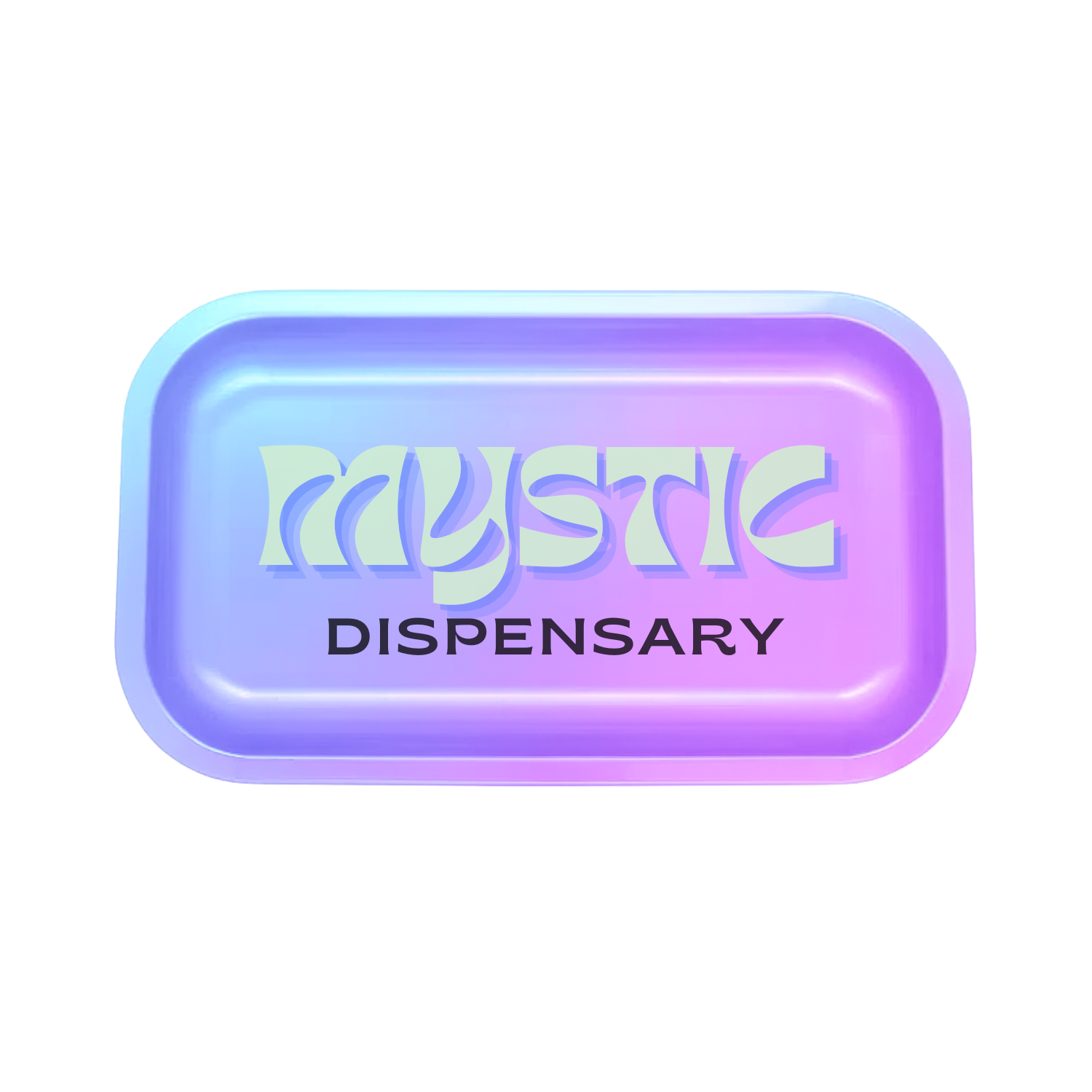 Holographic-style medium metal rolling tray with colorful gradient custom design