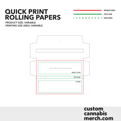 Custom rolling paper dieline template for front and back print setup