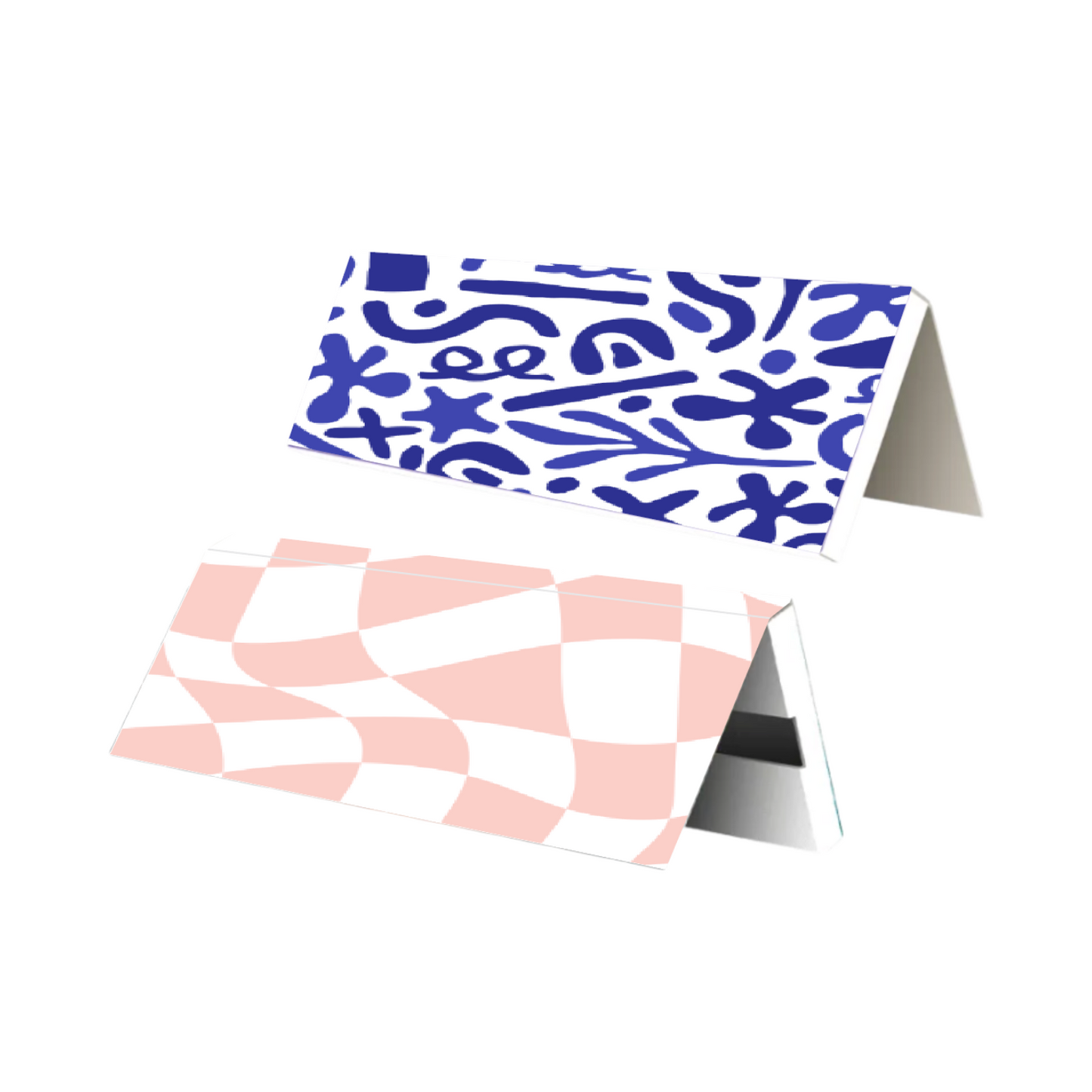 Unique quick print rolling paper booklet with modern blue and pink checkered design