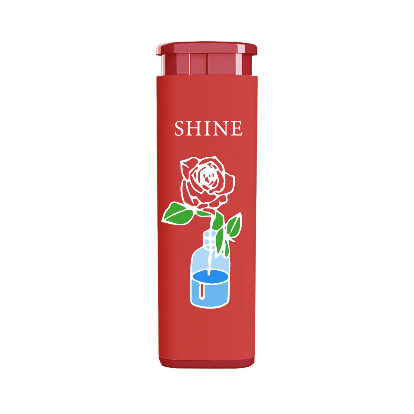 Red MK jet lighter featuring colorful center-printed artwork
