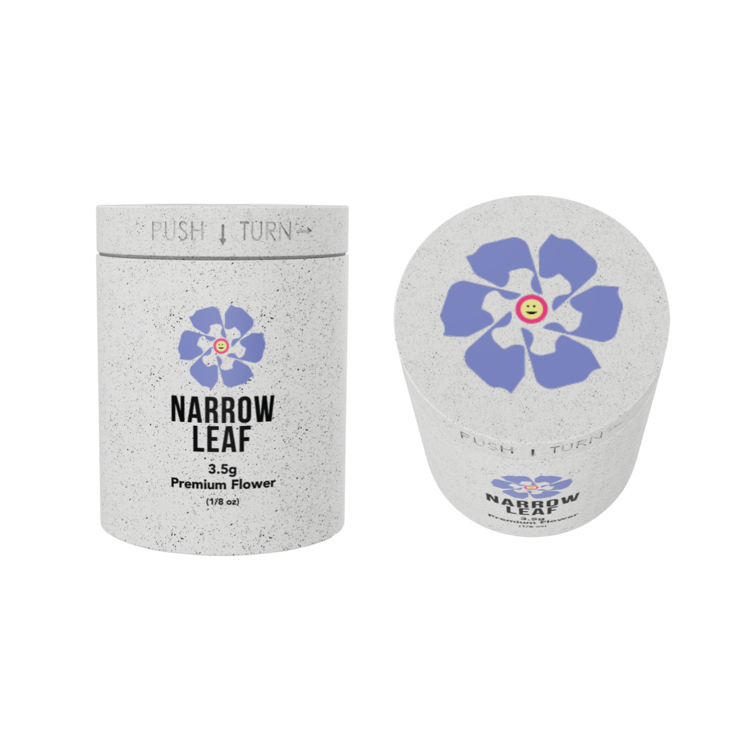 White 4 oz hemp jar with custom full-color UV printed lid and front branding
