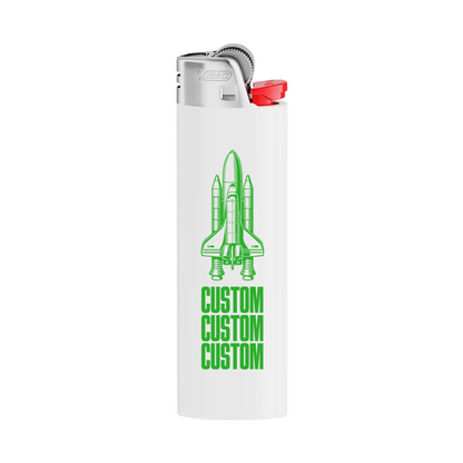 White Bic lighter branded with light green logo