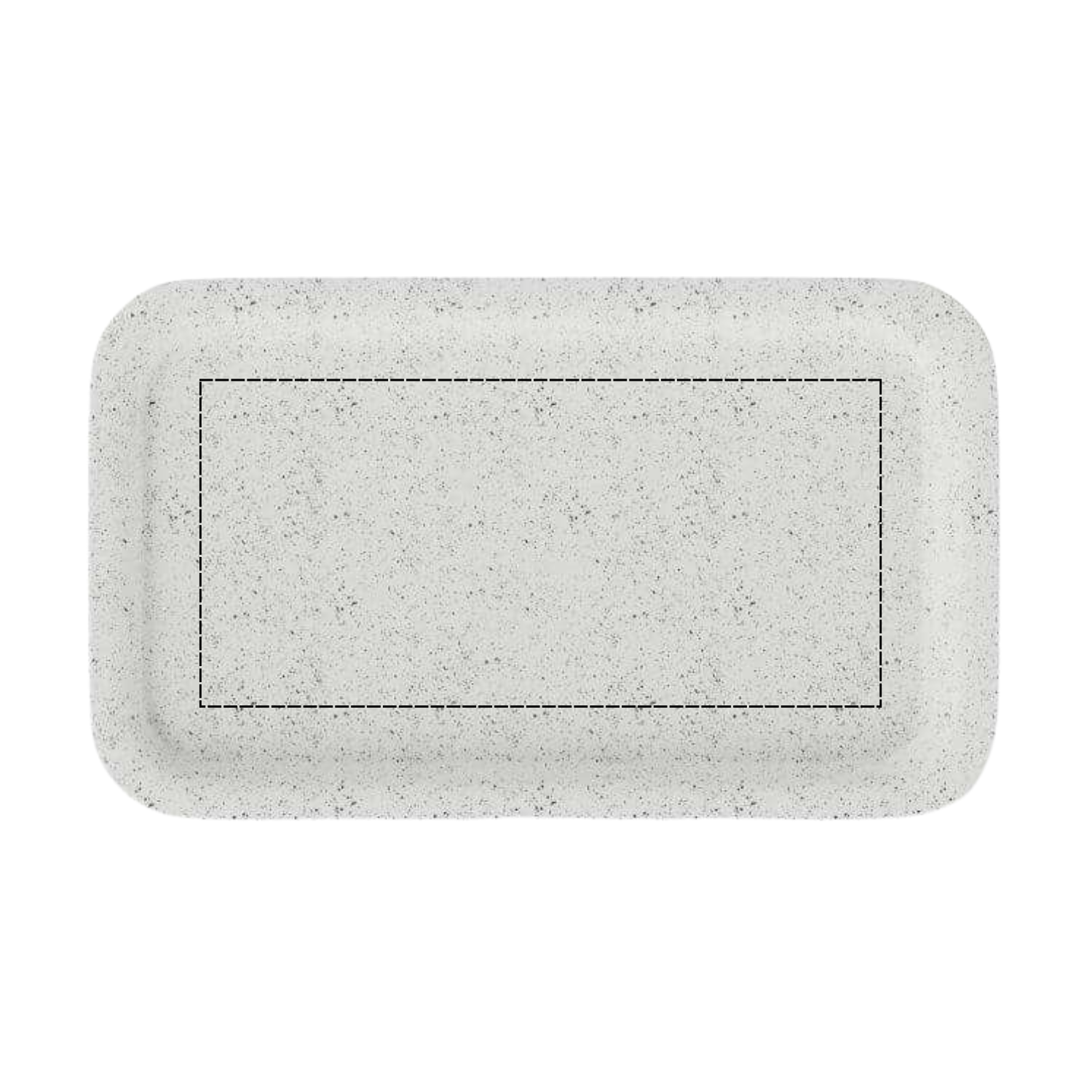 White hemp rolling tray showing print area template for custom artwork placement