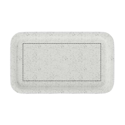 White hemp rolling tray showing print area template for custom artwork placement