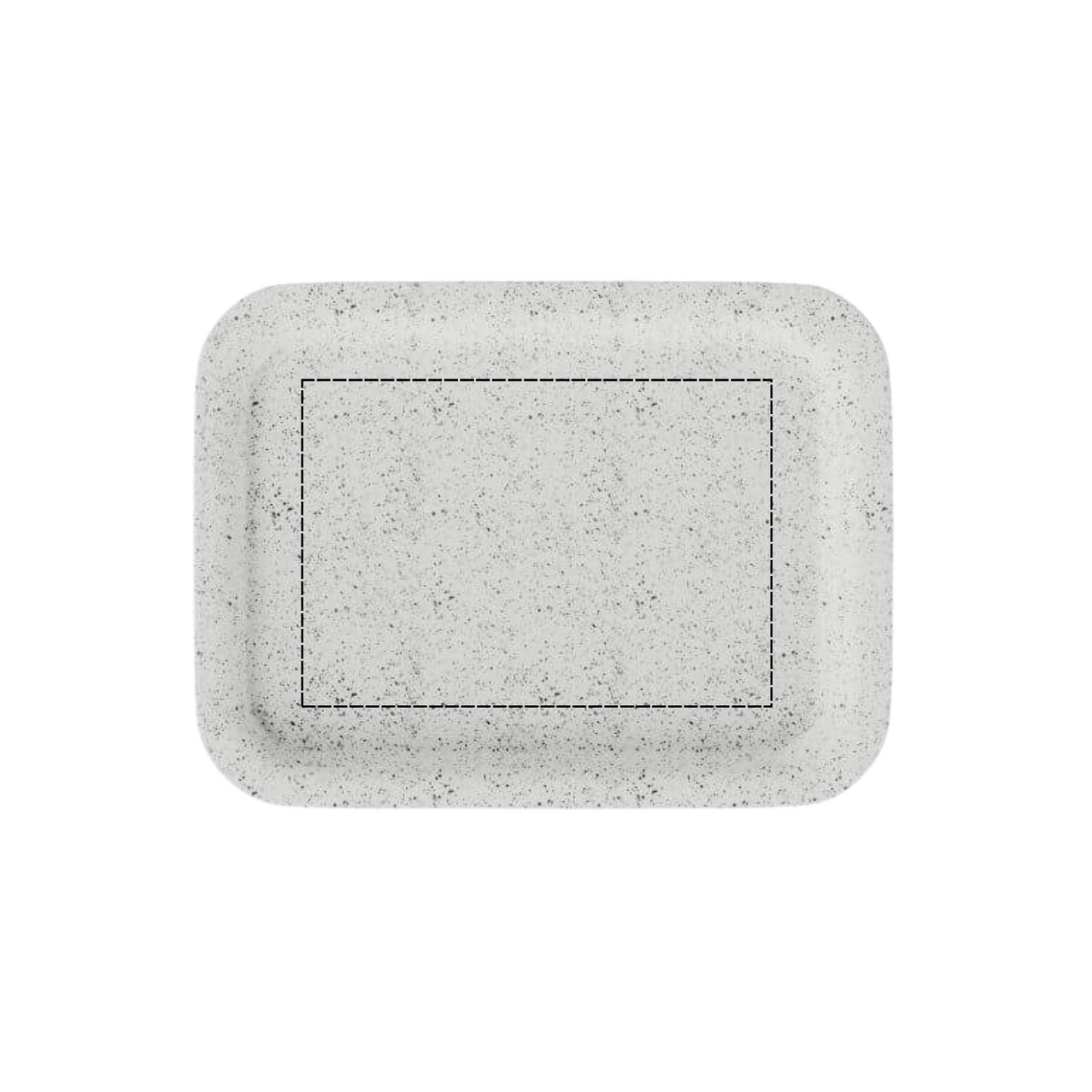 White hemp rolling tray showing outlined print area for logo customization