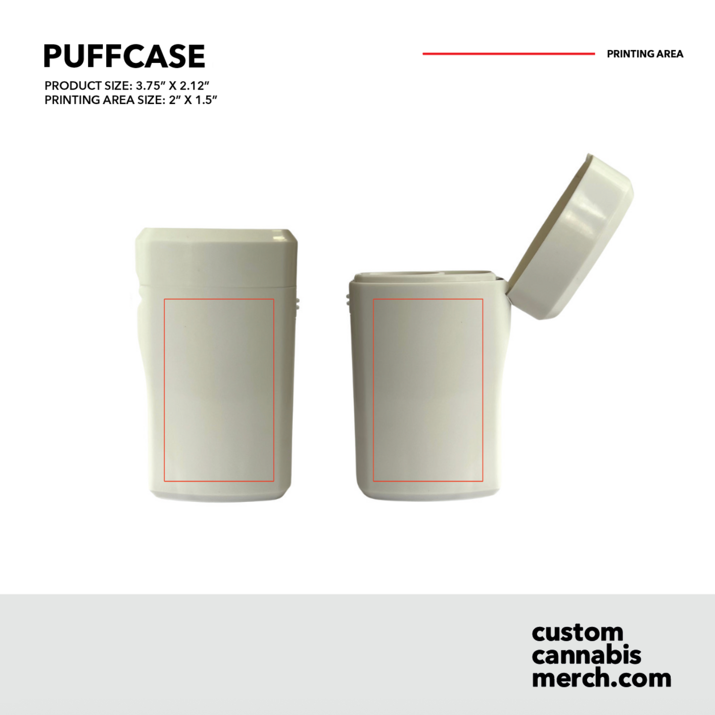 Dieline layout for custom white joint case showing printable surface and lid