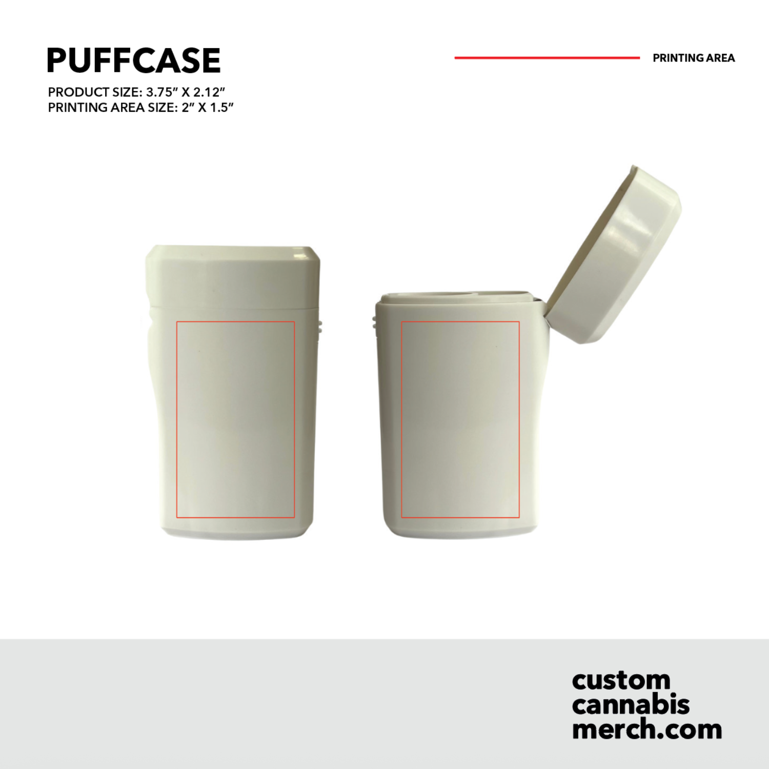Dieline layout for custom white joint case showing printable surface and lid